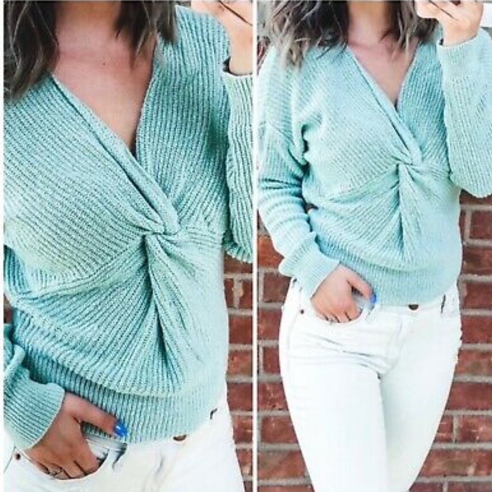 Express Knot Front Super Soft Knit Sweater